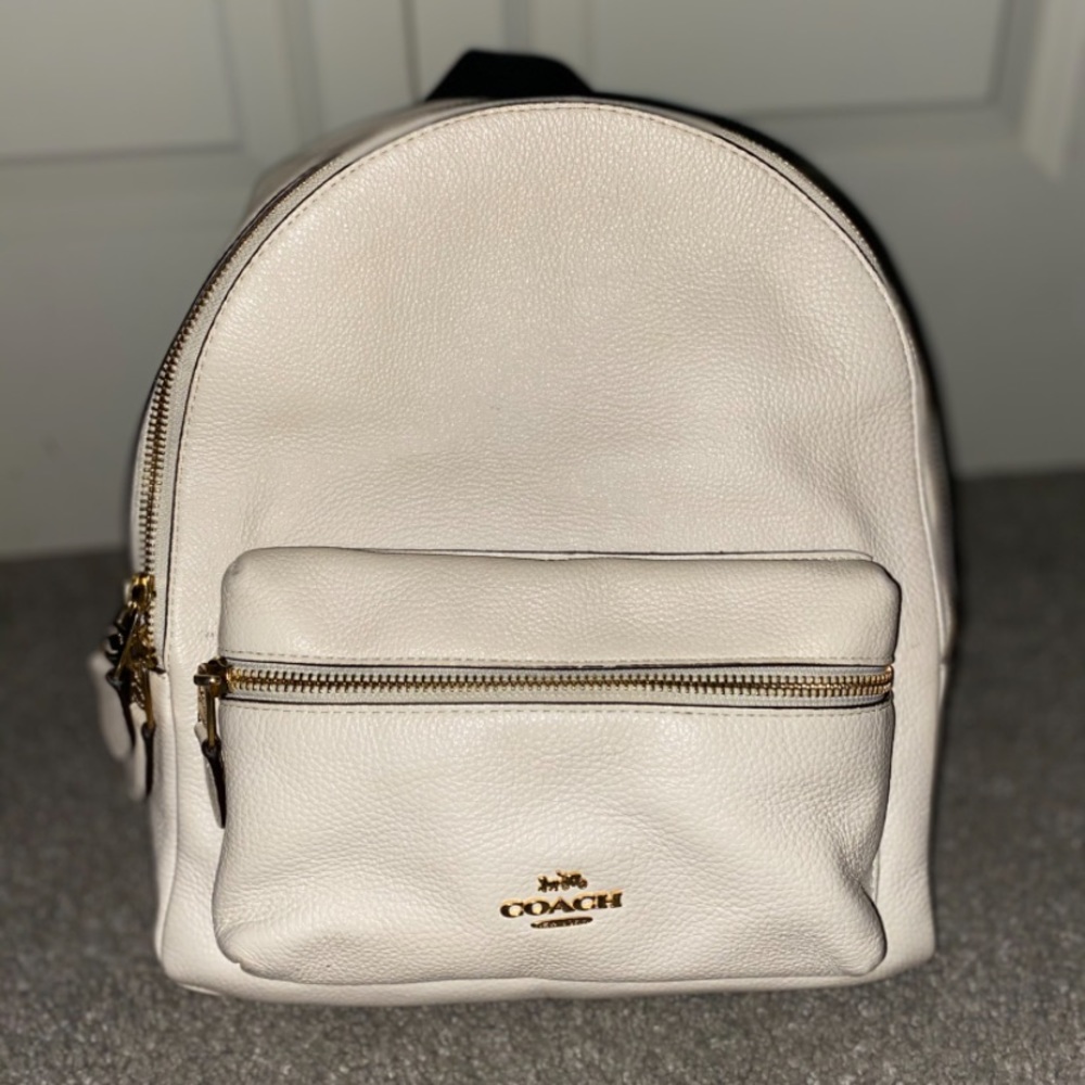 White Leather Coach Bookbag